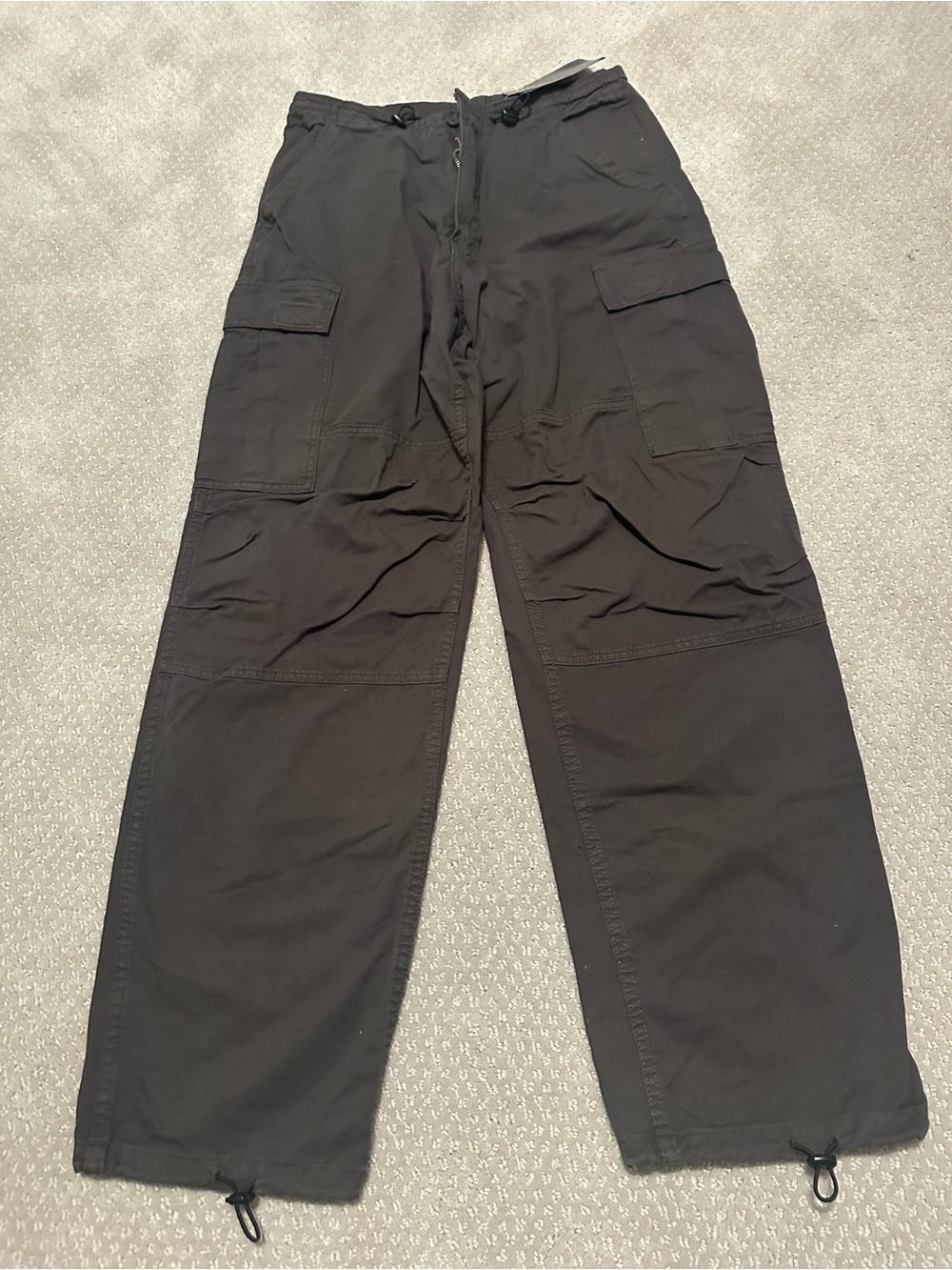 Brandy Melville Dark Brown Cargo Pants with Drawcord Hems